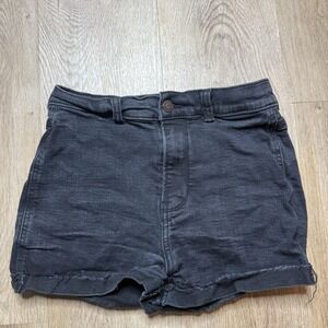 Hollister Shorts Womens Sz 5 Black Denim Ultra High Rise Mom Short 3" Button Fly